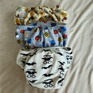 KaWaii Baby One-Size Pocket Cloth Diaper Bundle - Set of 3 + Inserts